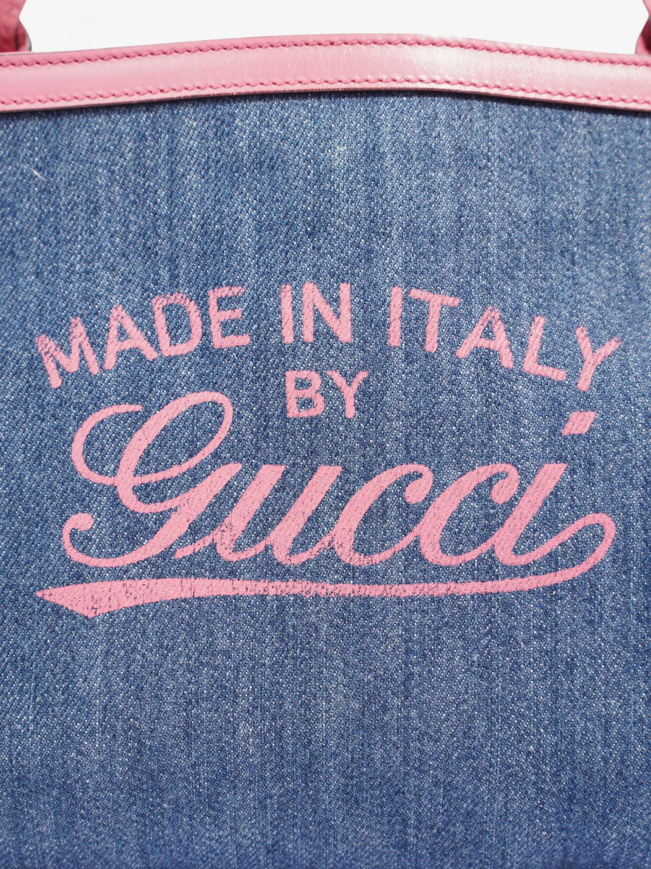 Gucci Craft Gucci Logo Tote Bag Blue / Pink Denim Image 6