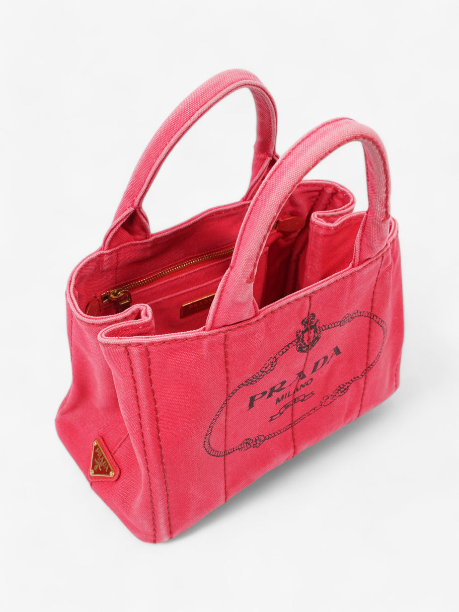 Prada Canapa 2 Way Handbag Red Cotton Image 7