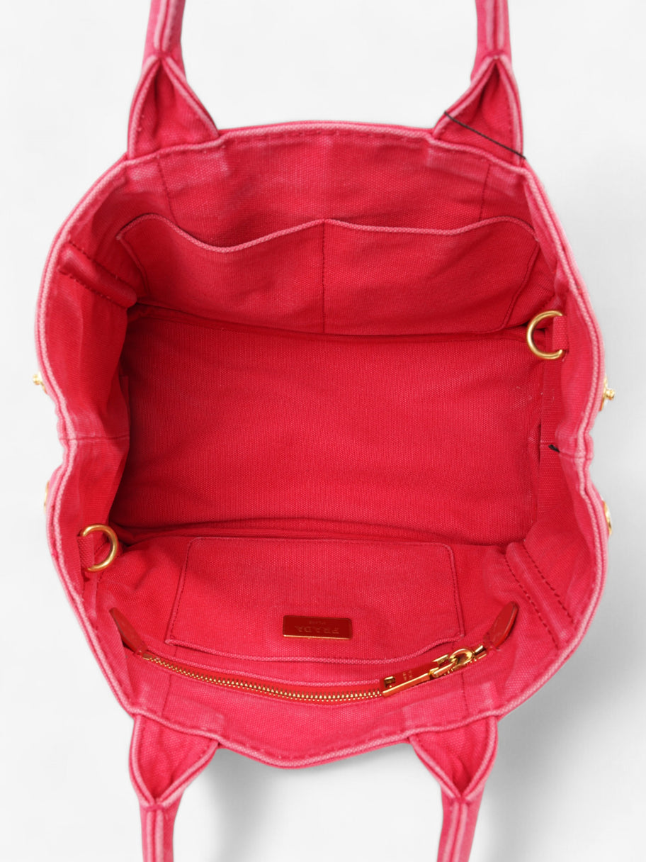 Prada Canapa 2 Way Handbag Red Cotton Image 8