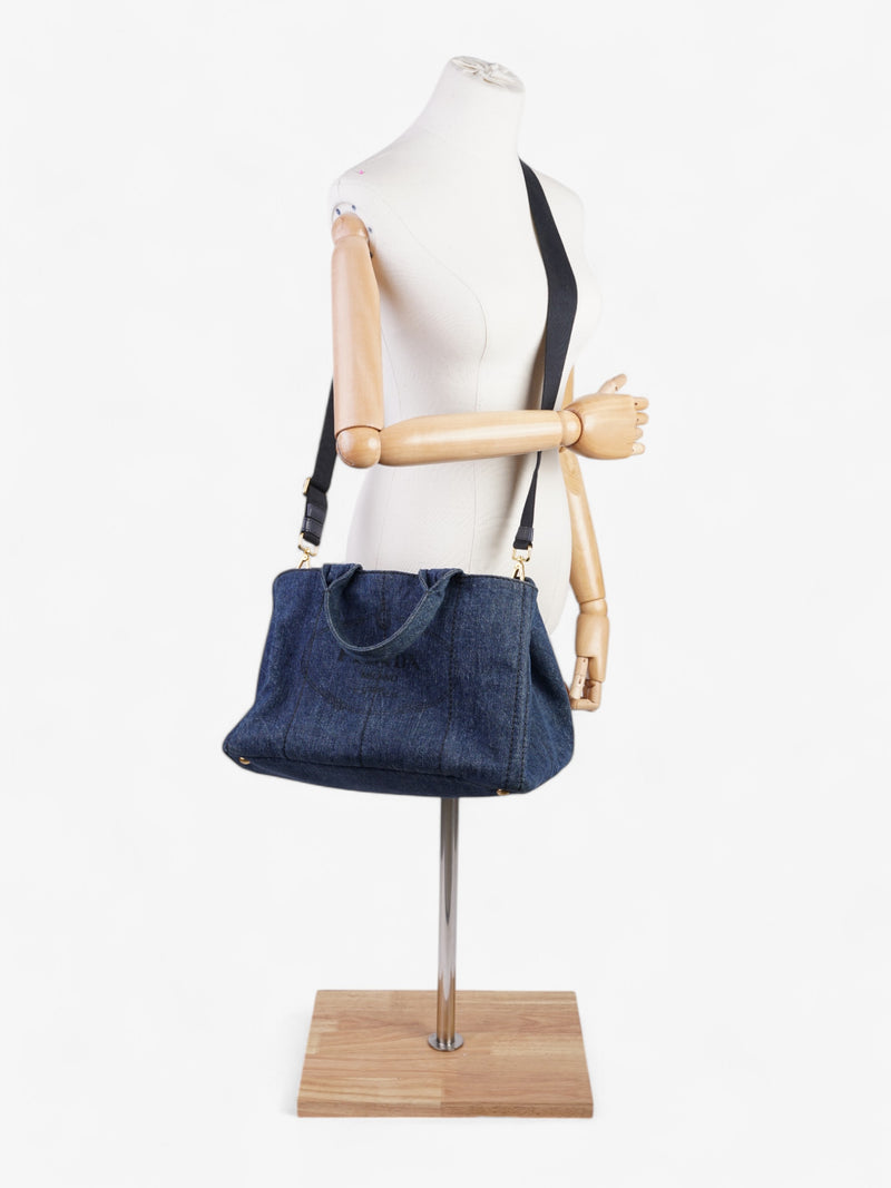  Prada Canapa Handbag Blue Denim