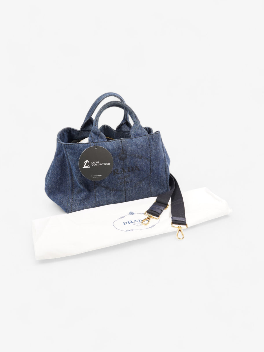 Prada Canapa Handbag Blue Denim Image 10