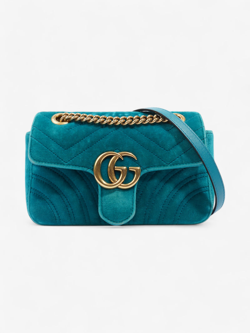  Gucci GG Marmont Turquoise  Velvet Mini