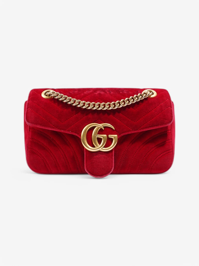  Gucci Marmont Flap Red Velvet Small