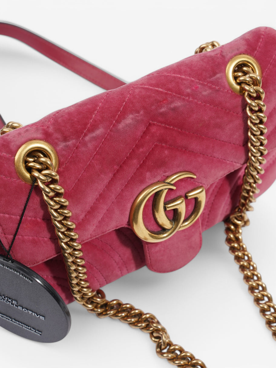 Gucci Marmont Flap Pink Velvet Mini Image 9