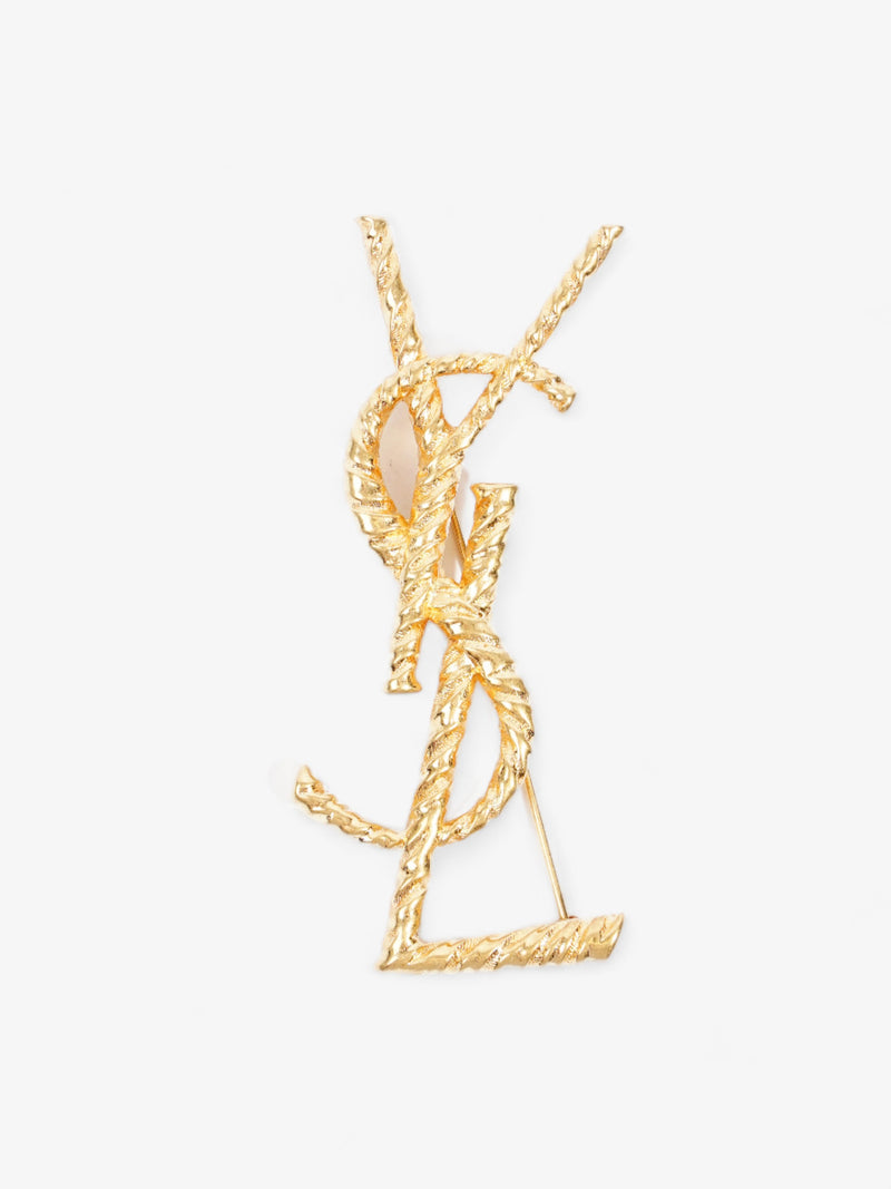  Saint Laurent Cassandre YSL Brooch Gold Brass