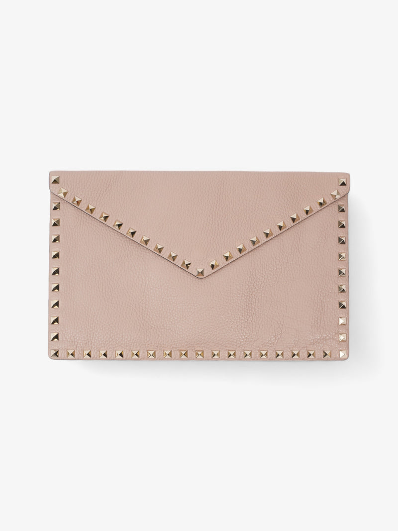  Valentino Rockstud Envelope Clutch Dusty Pink Calfskin Leather