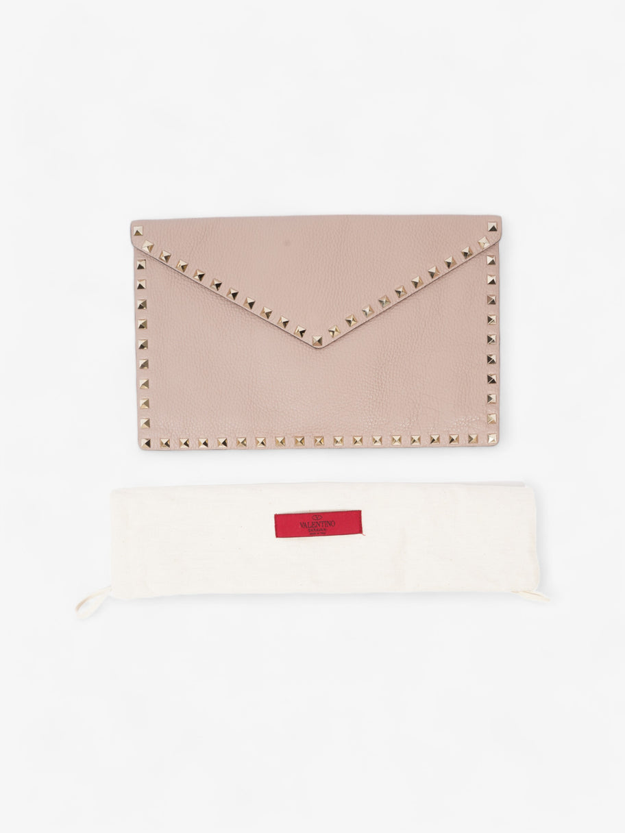 Valentino Rockstud Envelope Clutch Dusty Pink Calfskin Leather Image 10