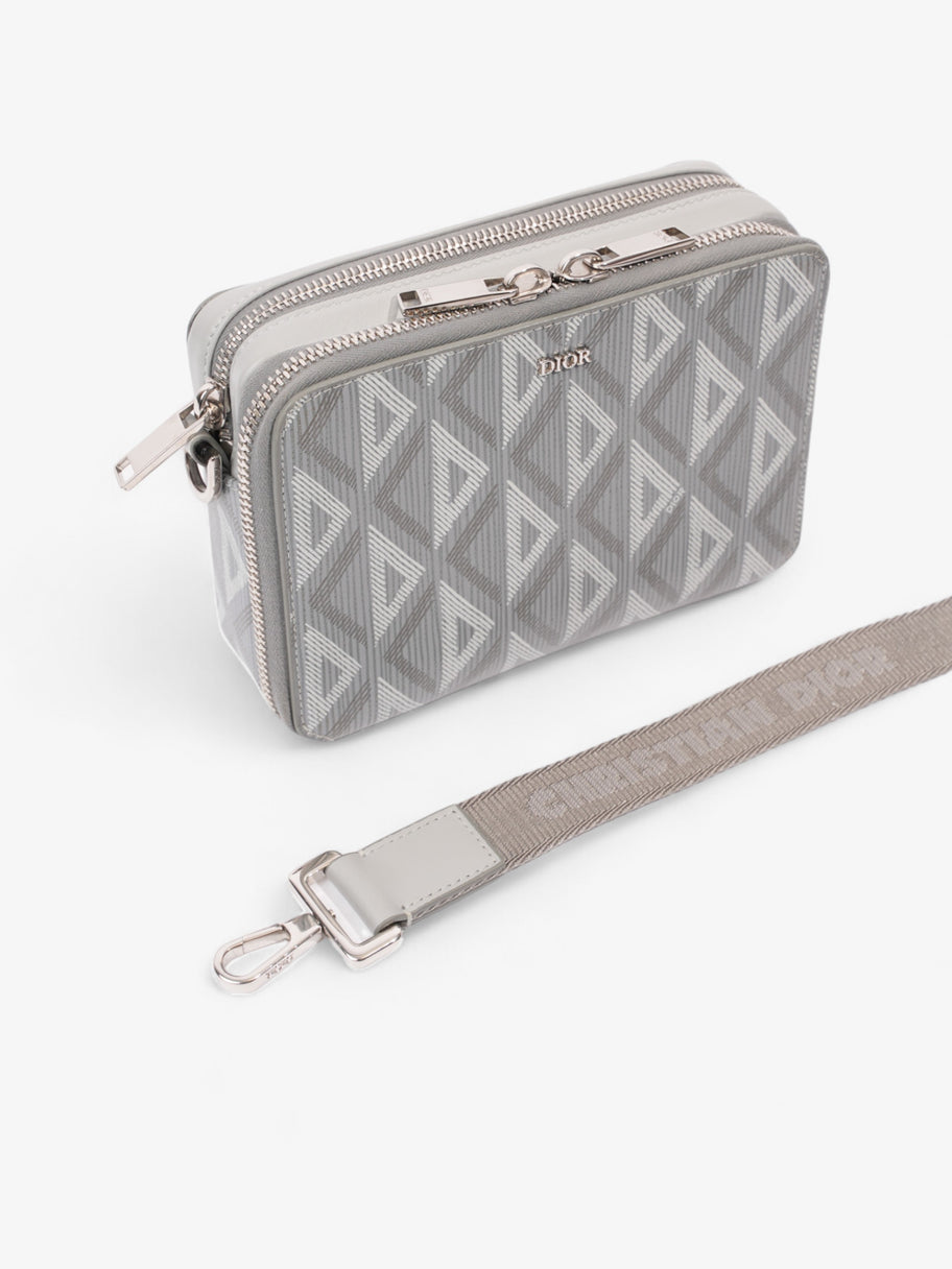 Christian Dior Zipped Pouch With Strap Grey CD Diamond Coated Canvas Image 7