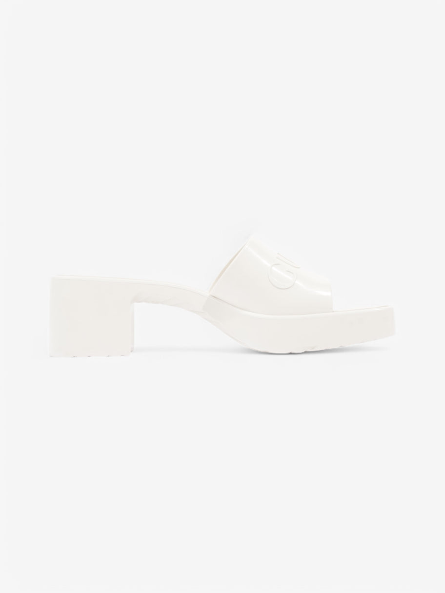 Gucci Logo Rubber Platform Sandals 50 White  Rubber EU 37 UK 4 Image 4