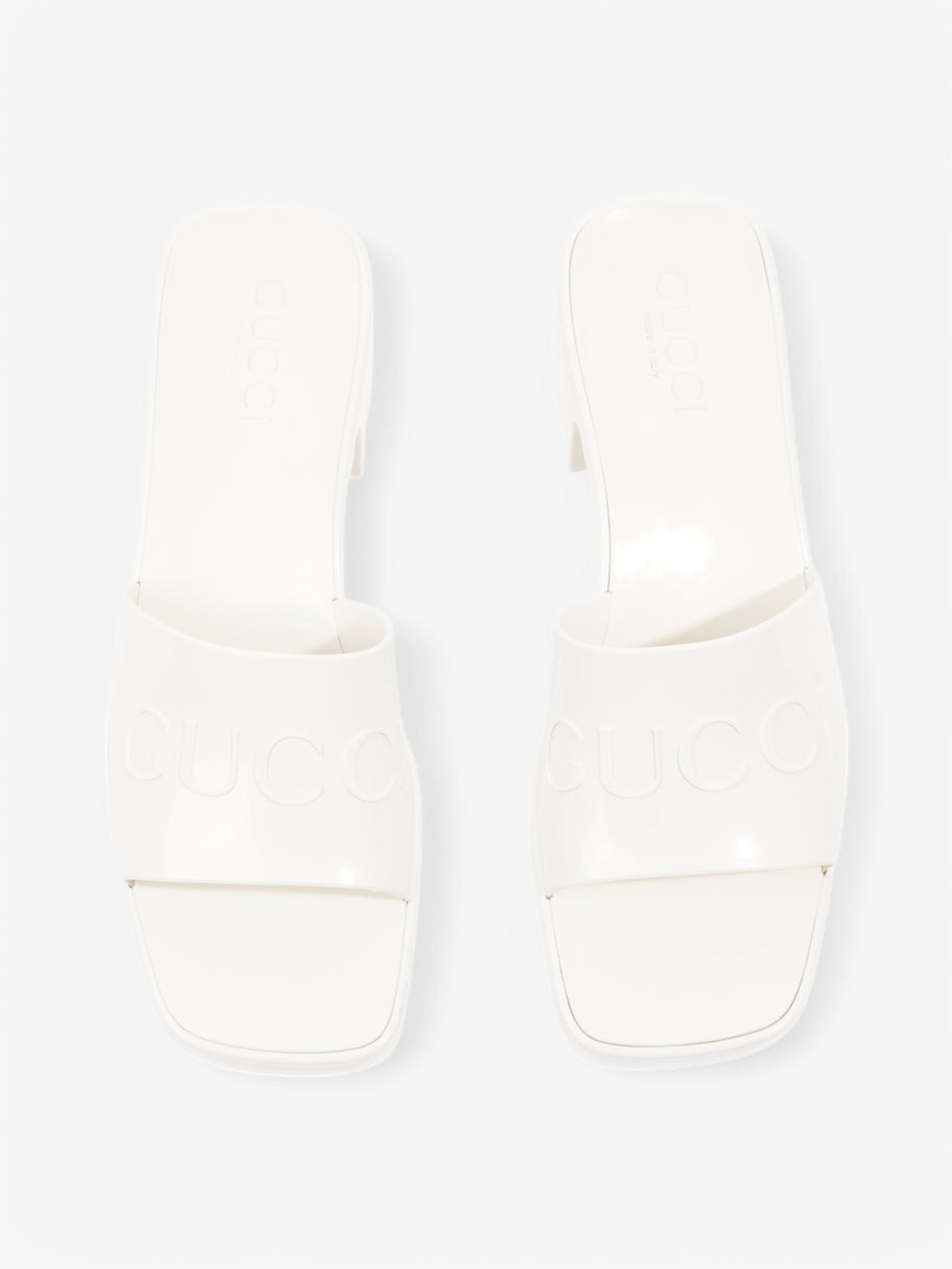 Gucci Logo Rubber Platform Sandals 50 White  Rubber EU 37 UK 4 Image 8