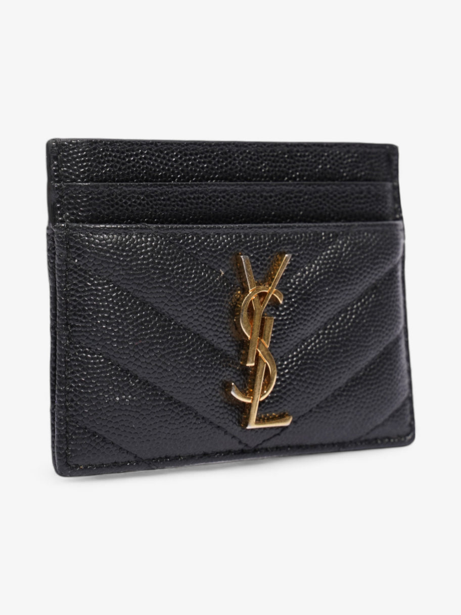 Saint Laurent Monogram Card Holder Black / Gold Grained Leather Image 4