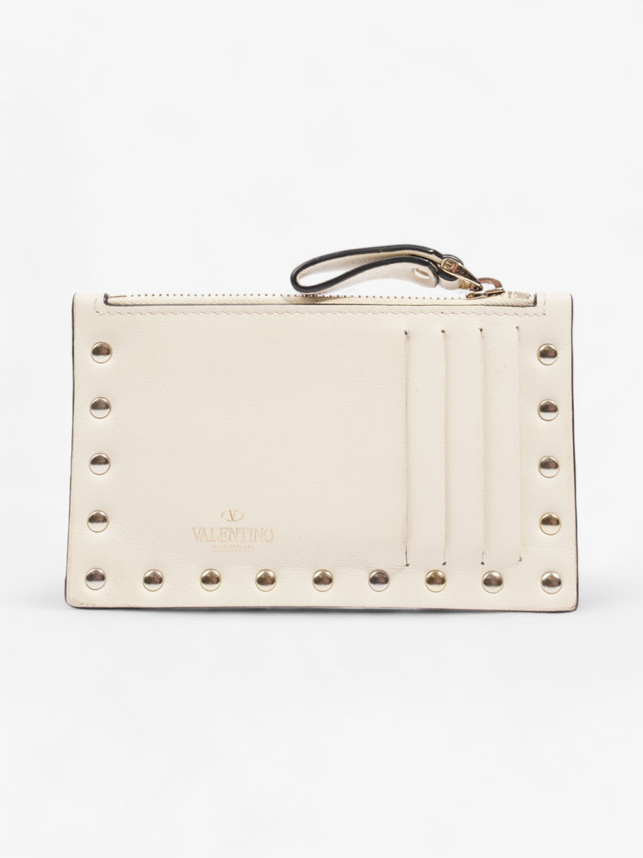 Valentino Zipped Coin Purse Cream Leather Image 2