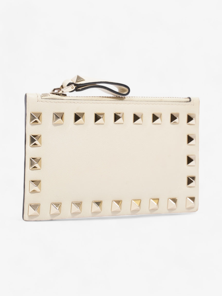 Valentino Zipped Coin Purse Cream Leather Image 4