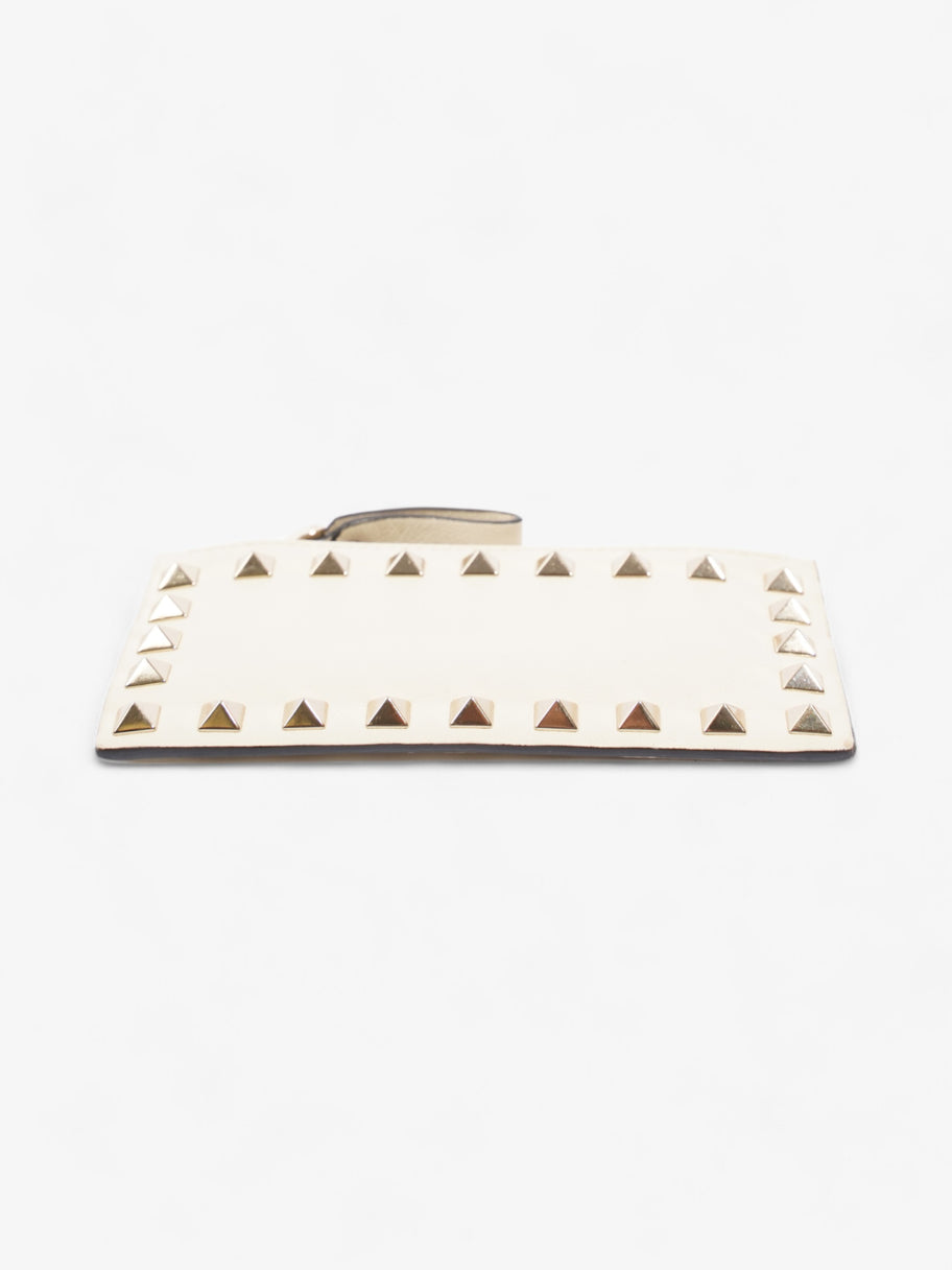 Valentino Zipped Coin Purse Cream Leather Image 5