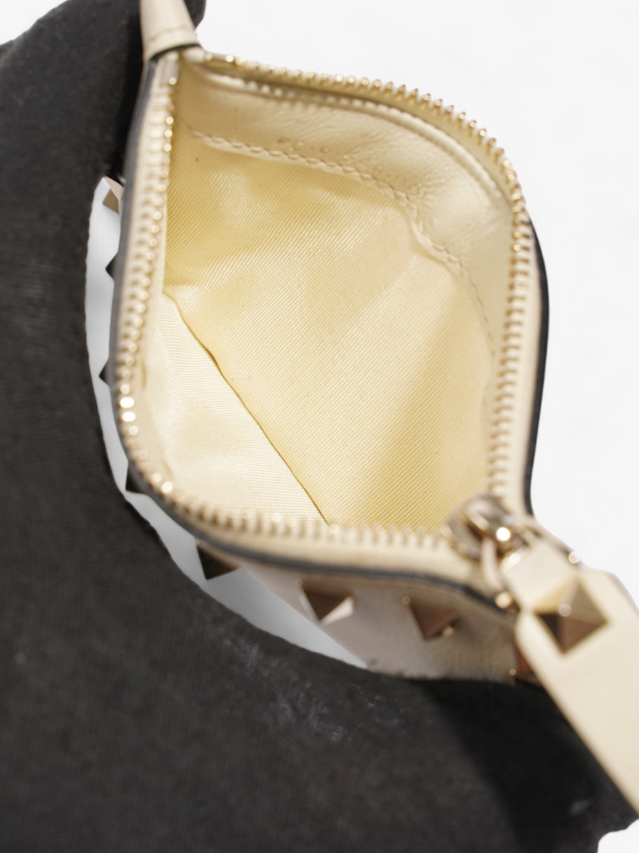 Valentino Zipped Coin Purse Cream Leather Image 6