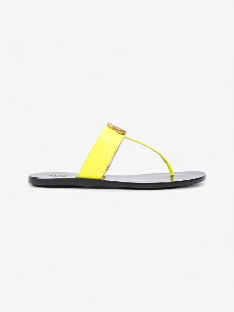  Gucci Thong Sandals with Double G Fluorescent Yellow  Leather EU 38.5 UK 5.5