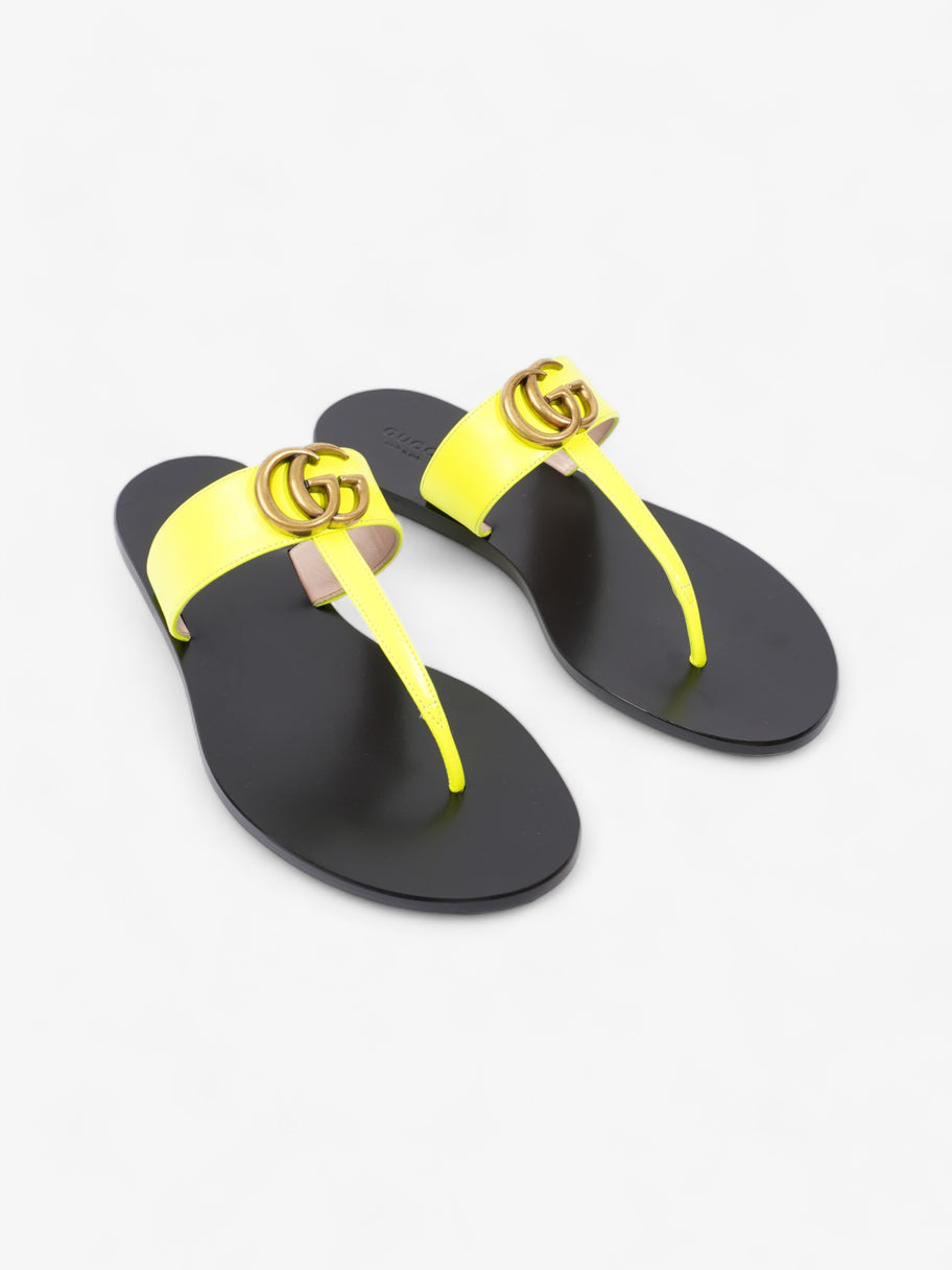 Gucci Thong Sandals with Double G Fluorescent Yellow  Leather EU 38.5 UK 5.5 Image 2