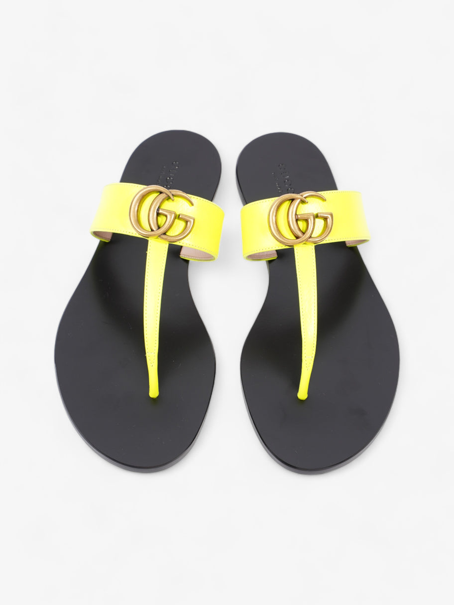 Gucci Thong Sandals with Double G Fluorescent Yellow  Leather EU 38.5 UK 5.5 Image 8