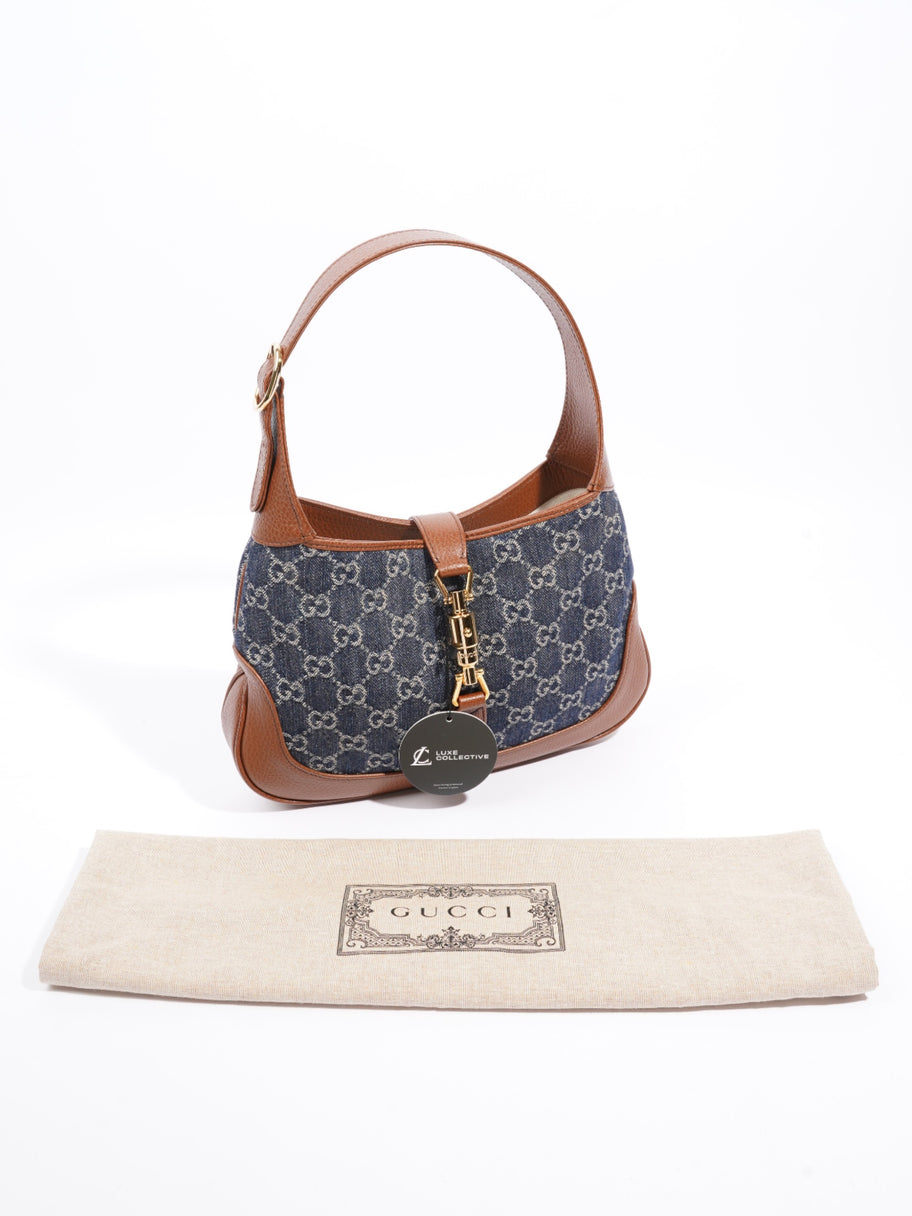 Gucci Jackie 1961 Denim GG Supreme / Brown Leather Denim Small Image 10