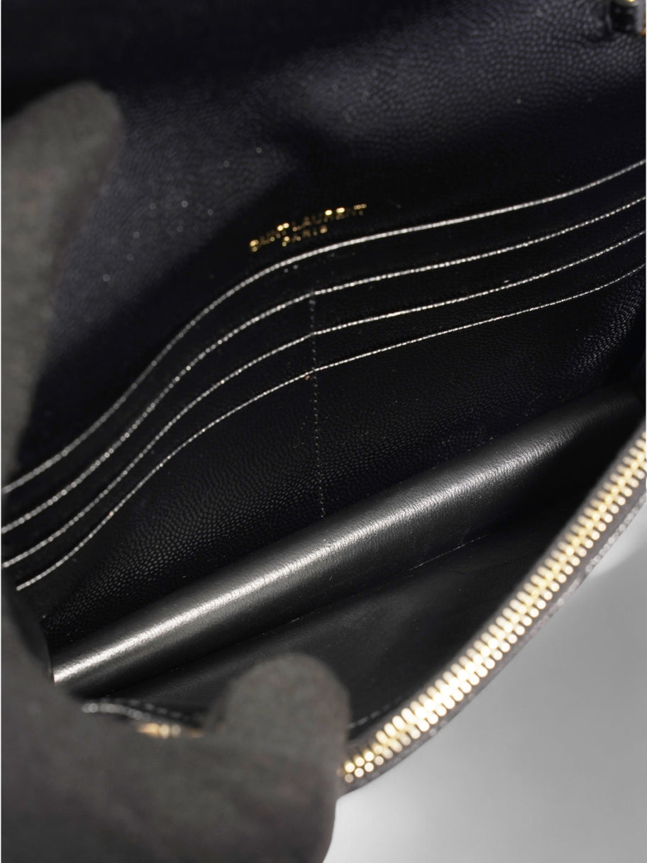 Saint Laurent Cassandre Envelope Chain Wallet Black Grained Leather Image 8