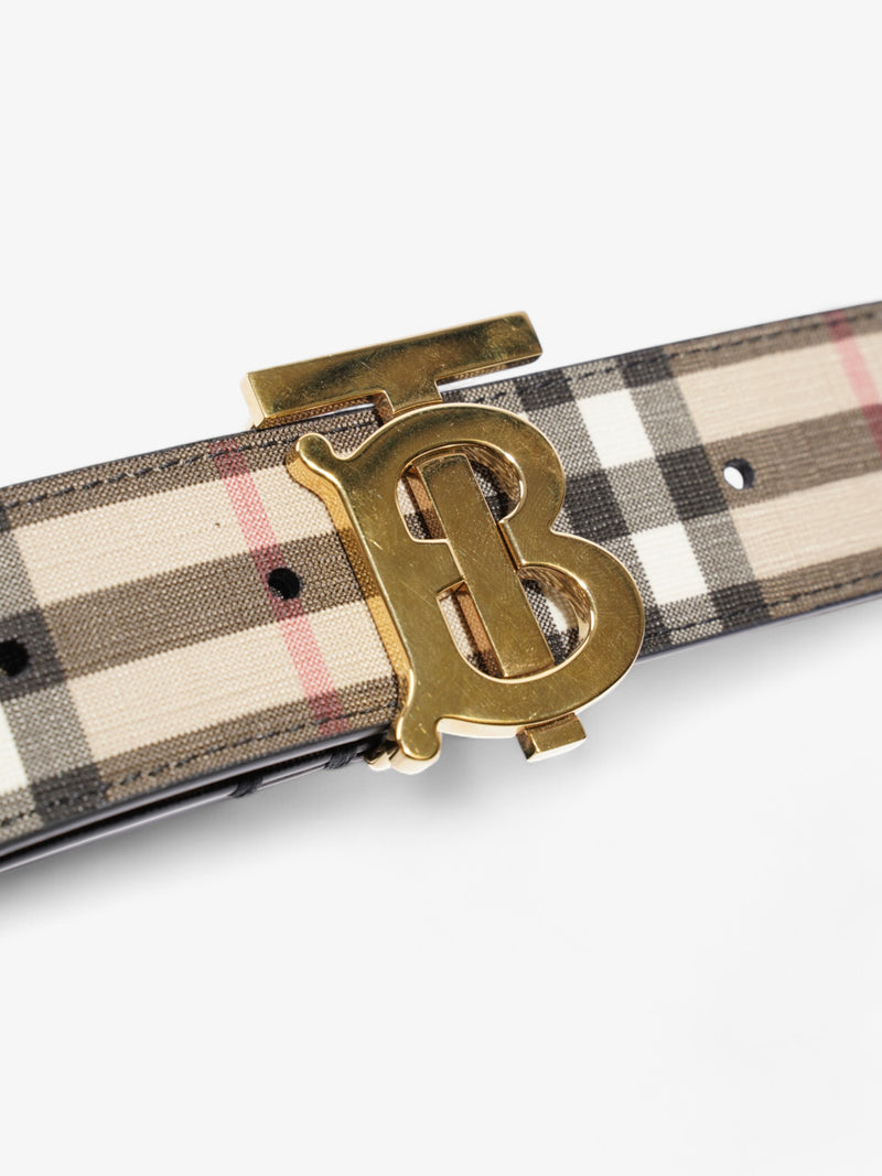  Burberry TB Belt Vintage Check / Light Gold Canvas Medium - 104cm