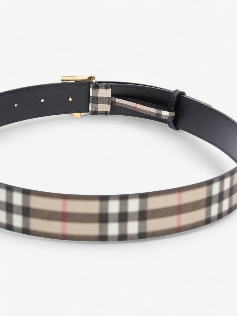 Burberry TB Belt Vintage Check / Light Gold Canvas Medium - 104cm Image 6