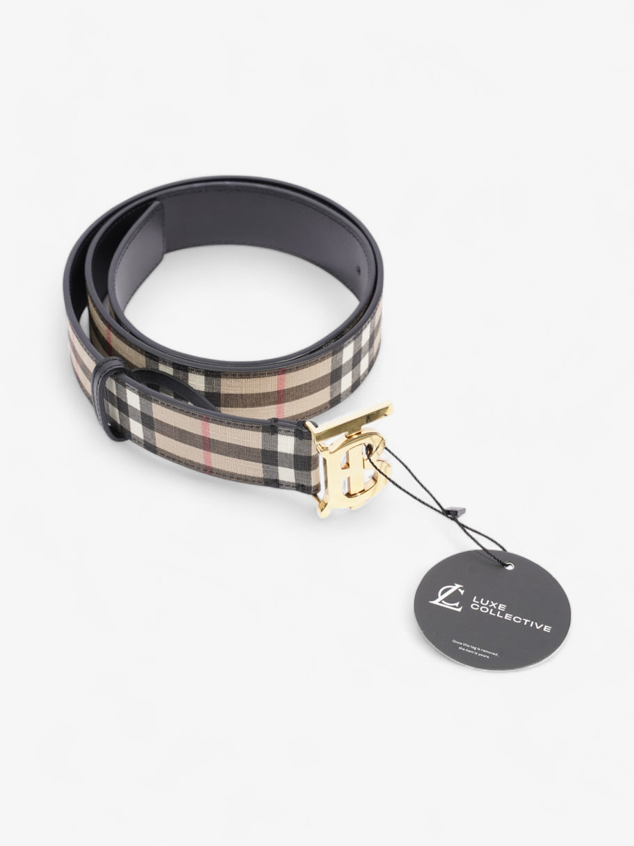 Burberry TB Belt Vintage Check / Light Gold Canvas Medium - 104cm Image 8