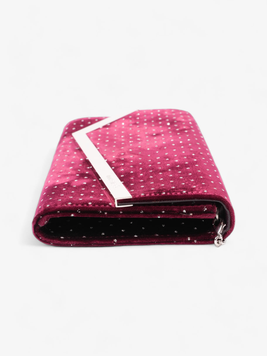 Jimmy Choo Glitter Flap Pouch Burgundy Velvet Image 3