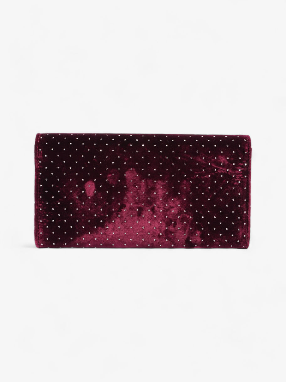 Jimmy Choo Glitter Flap Pouch Burgundy Velvet Image 4