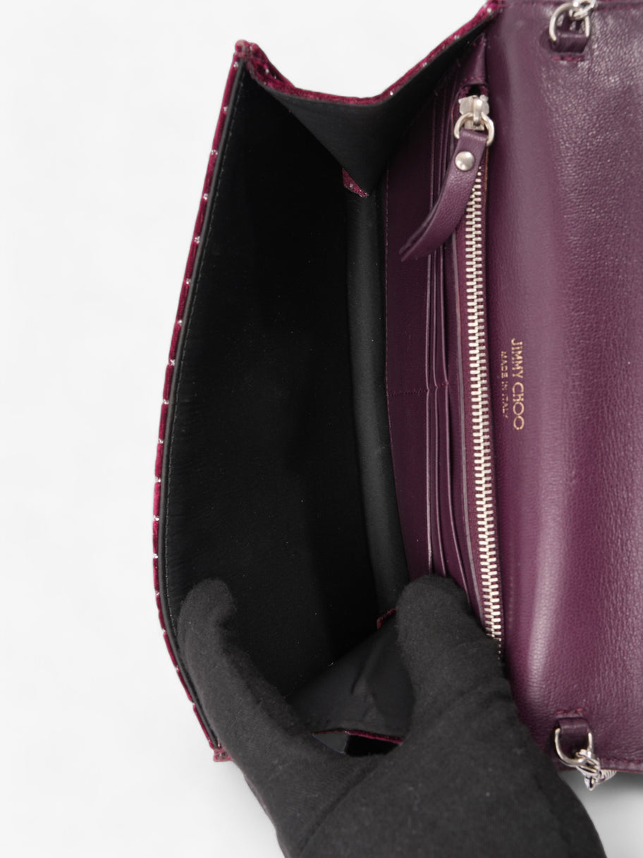 Jimmy Choo Glitter Flap Pouch Burgundy Velvet Image 8