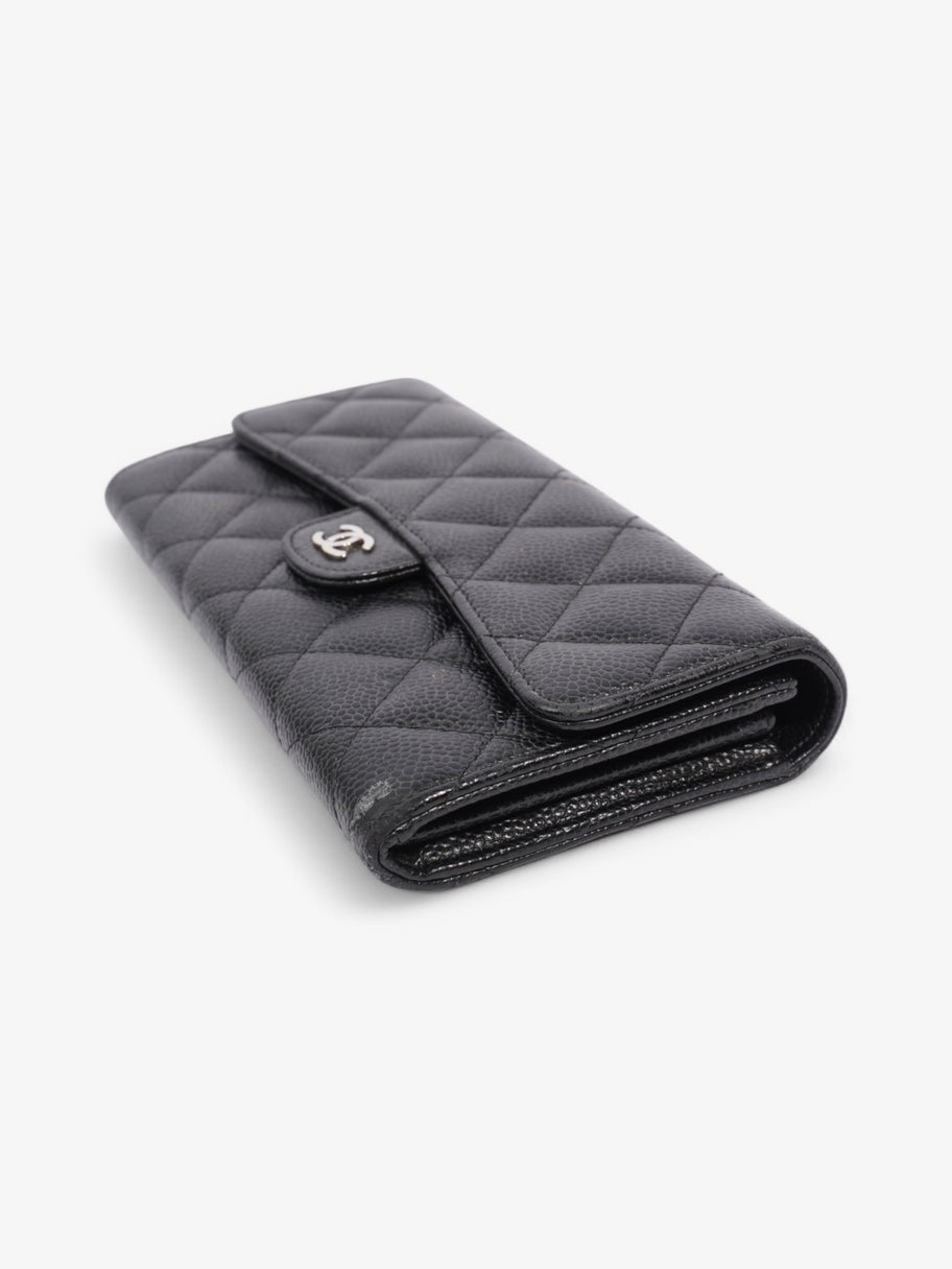 Chanel Classic Long Flap Wallet Black Caviar Leather Image 6