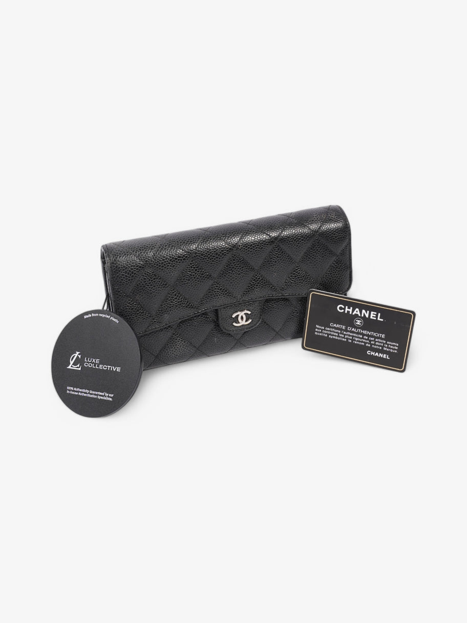 Chanel Classic Long Flap Wallet Black Caviar Leather Image 10