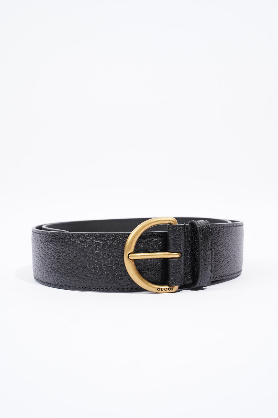 Buckle Belt Black / Gold Leather 85cm 34