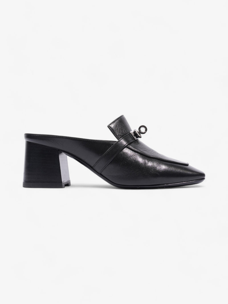  Hermes Blossom Mule 60mm Black / Silver Goatskin Leather EU 37 UK 4