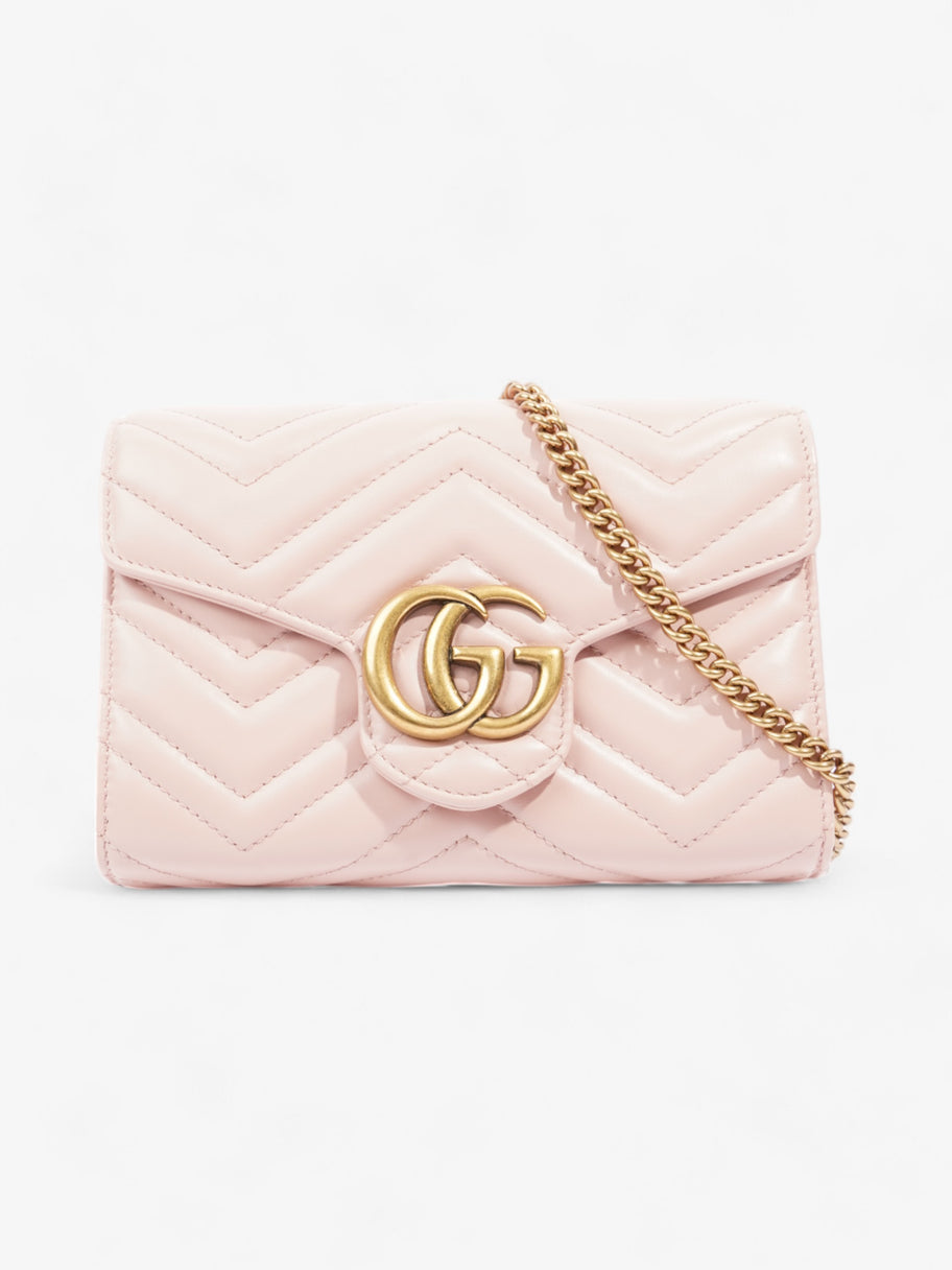 Gucci GG Marmont Chain Wallet Pink Matelasse Leather Mini Image 1