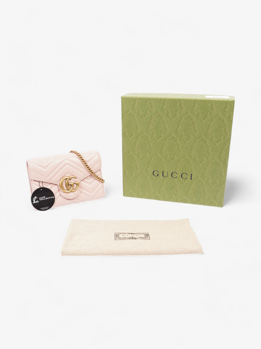 Gucci GG Marmont Chain Wallet Pink Matelasse Leather Mini Image 9