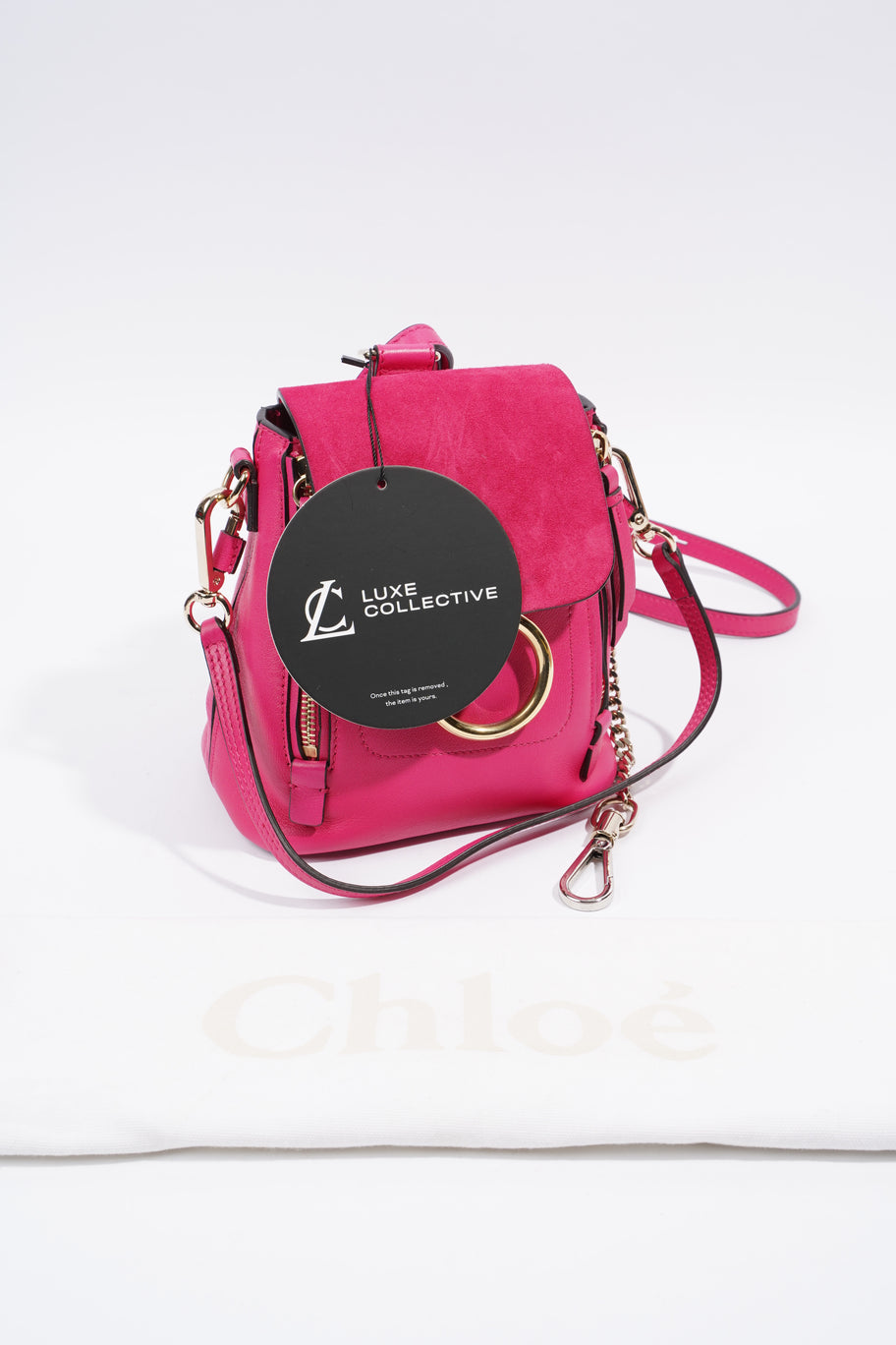 Chloe Mini Faye Backpack Hot Pink Leather Image 9