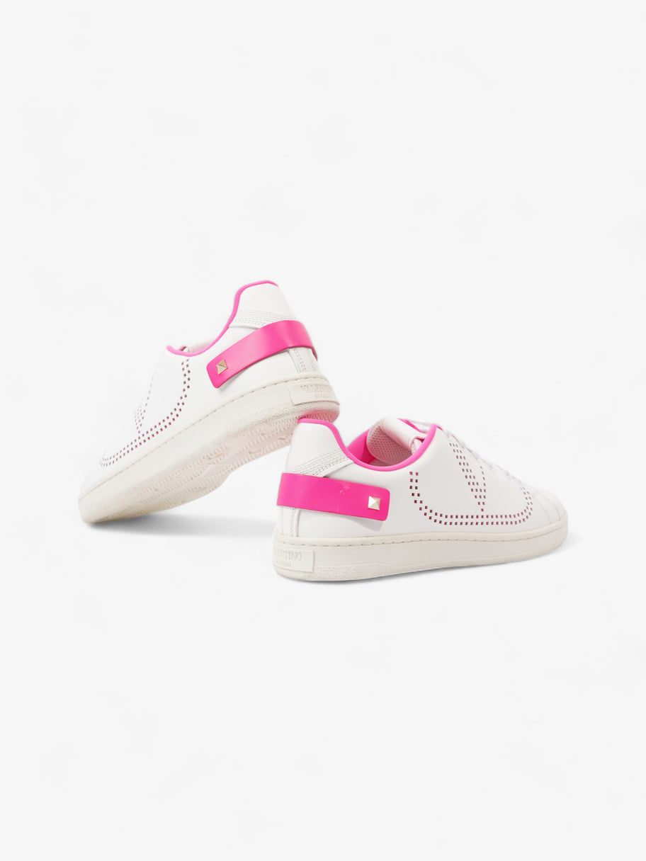 Valentino Backnet Neon-Trimmed Perforated Sneakers White / Neon Pink Leather EU 38 UK 5 Image 9