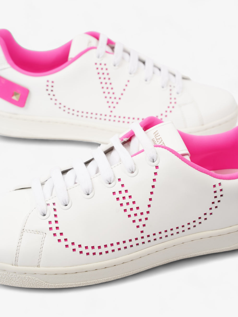 Valentino Backnet Neon-Trimmed Perforated Sneakers White / Neon Pink Leather EU 38 UK 5 Image 10