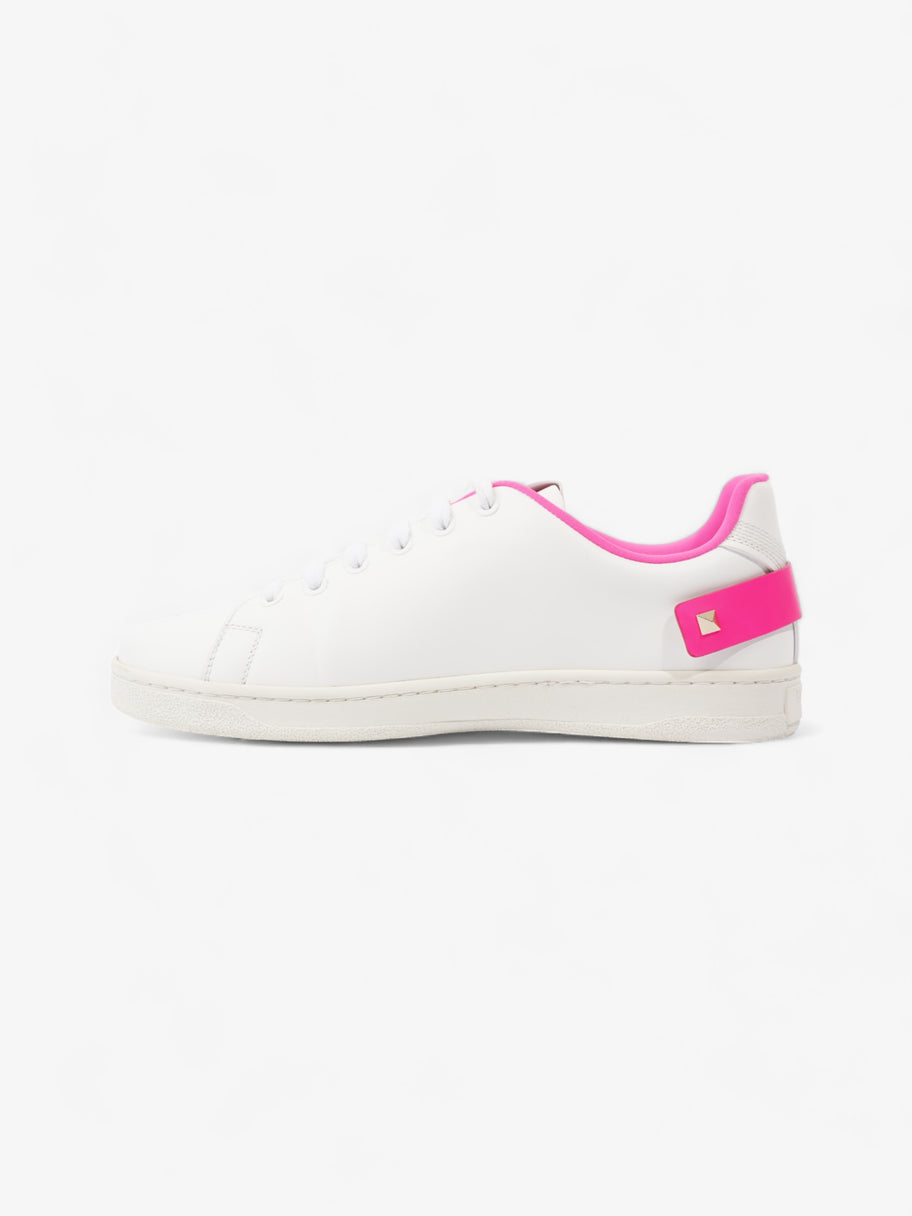 Valentino Backnet Neon-Trimmed Perforated Sneakers White / Neon Pink Leather EU 38 UK 5 Image 3