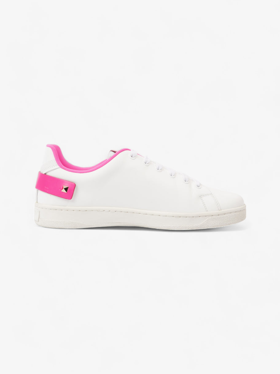 Valentino Backnet Neon-Trimmed Perforated Sneakers White / Neon Pink Leather EU 38 UK 5 Image 4