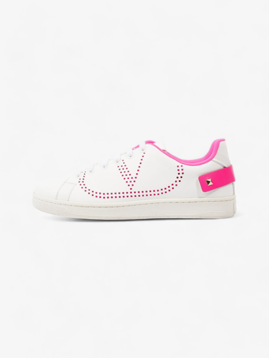 Valentino Backnet Neon-Trimmed Perforated Sneakers White / Neon Pink Leather EU 38 UK 5 Image 5