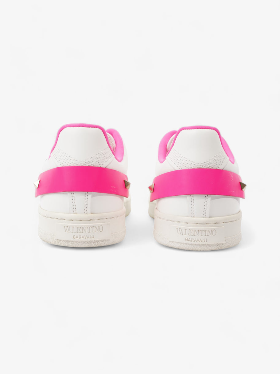 Valentino Backnet Neon-Trimmed Perforated Sneakers White / Neon Pink Leather EU 38 UK 5 Image 6