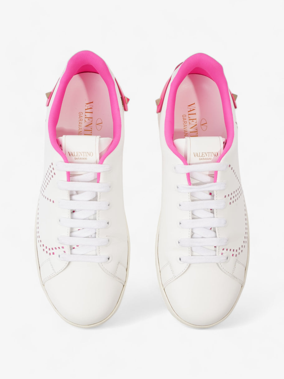 Valentino Backnet Neon-Trimmed Perforated Sneakers White / Neon Pink Leather EU 38 UK 5 Image 8