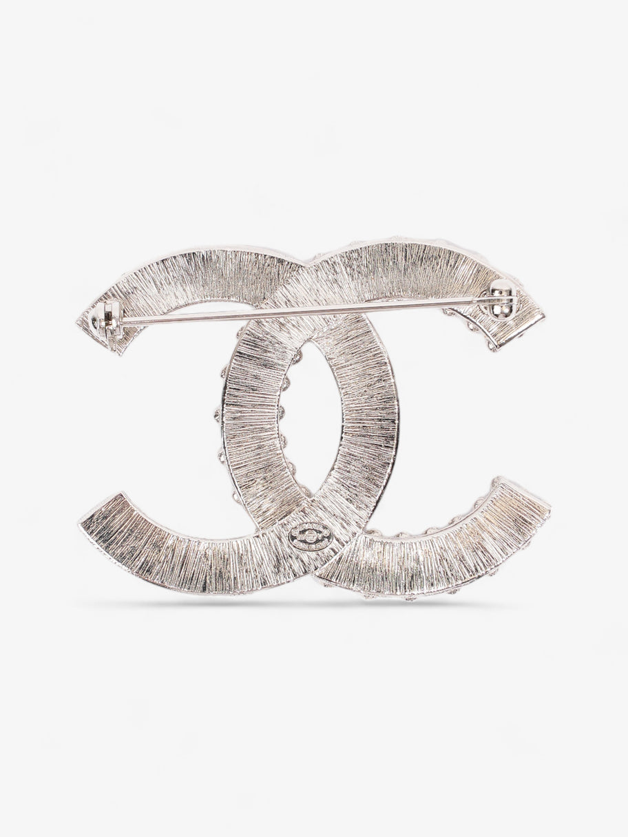 Chanel CC Brooch Silver Crystal Image 2