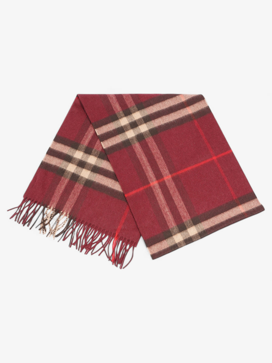 Burberry Giant Check Scarf Burgundy Cashmere Image 1