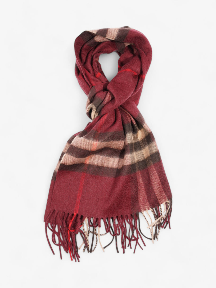 Burberry Giant Check Scarf Burgundy Cashmere Image 4