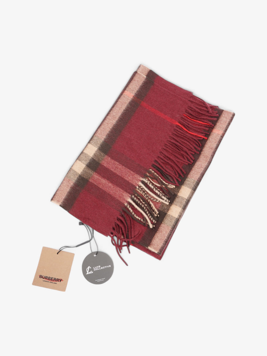 Burberry Giant Check Scarf Burgundy Cashmere Image 5