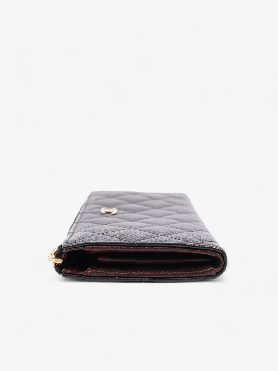 Half Zip Long Wallet Black Matelasse Leather Image 4