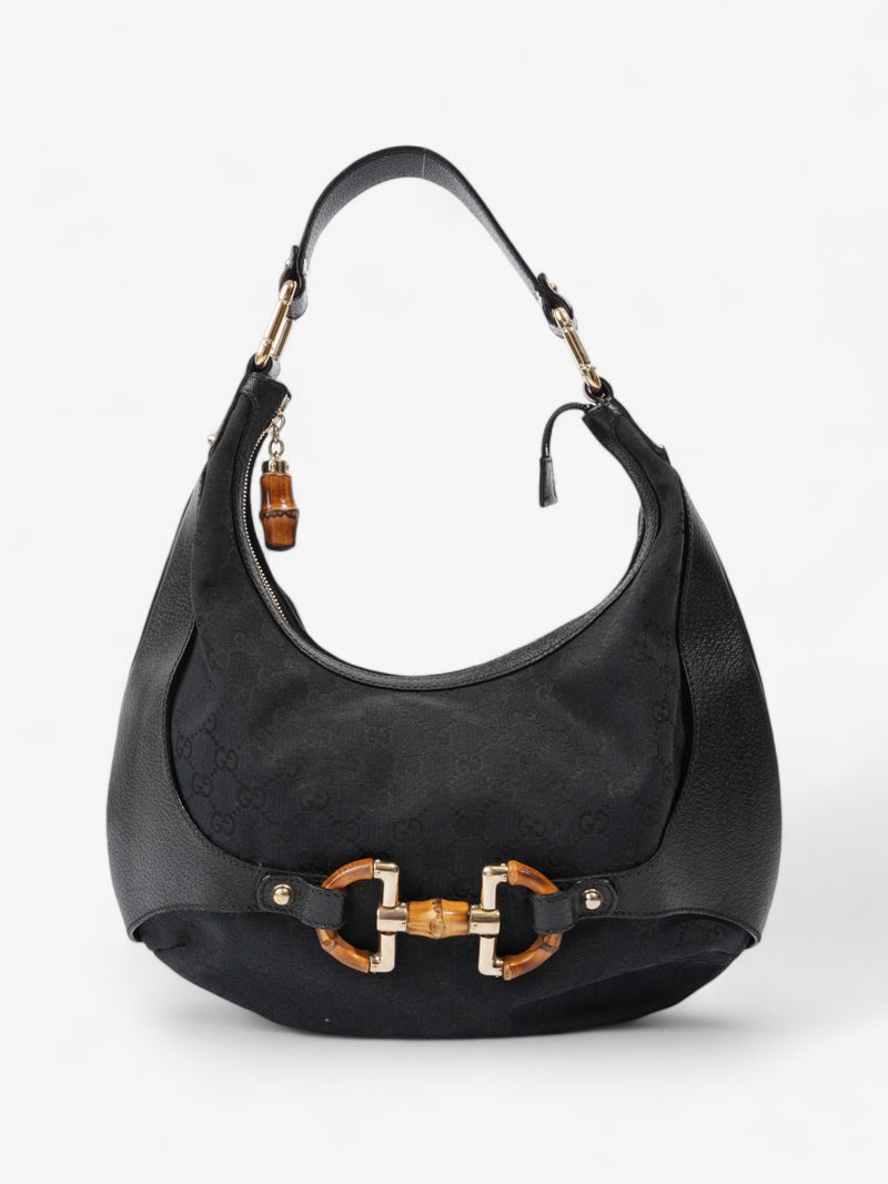  Gucci Amalfi Horsebit Hobo GG Supreme / Black / Brown Canvas